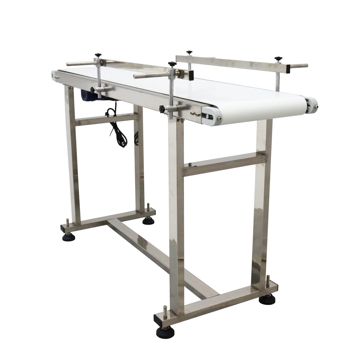 BREVELTION PVC Flat Belt Conveyor Stainless Steel Industrial Transport Conveyor Adjustable Speed Conveyor with Double Guardrails Conveyor Length 53.15inch Width 11.8inch Load 11LBS 60W