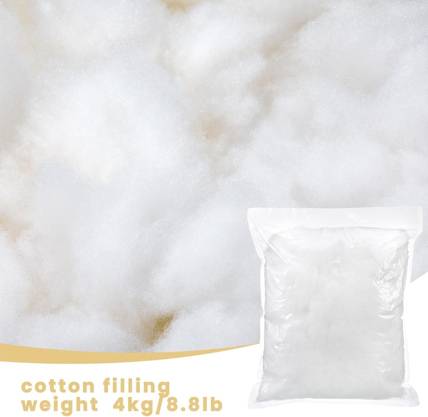 Woanger Polyester Polyfill Stuffing - 8.8 Pounds of Soft, High-Resilience Fiber for Crafts & Cushions