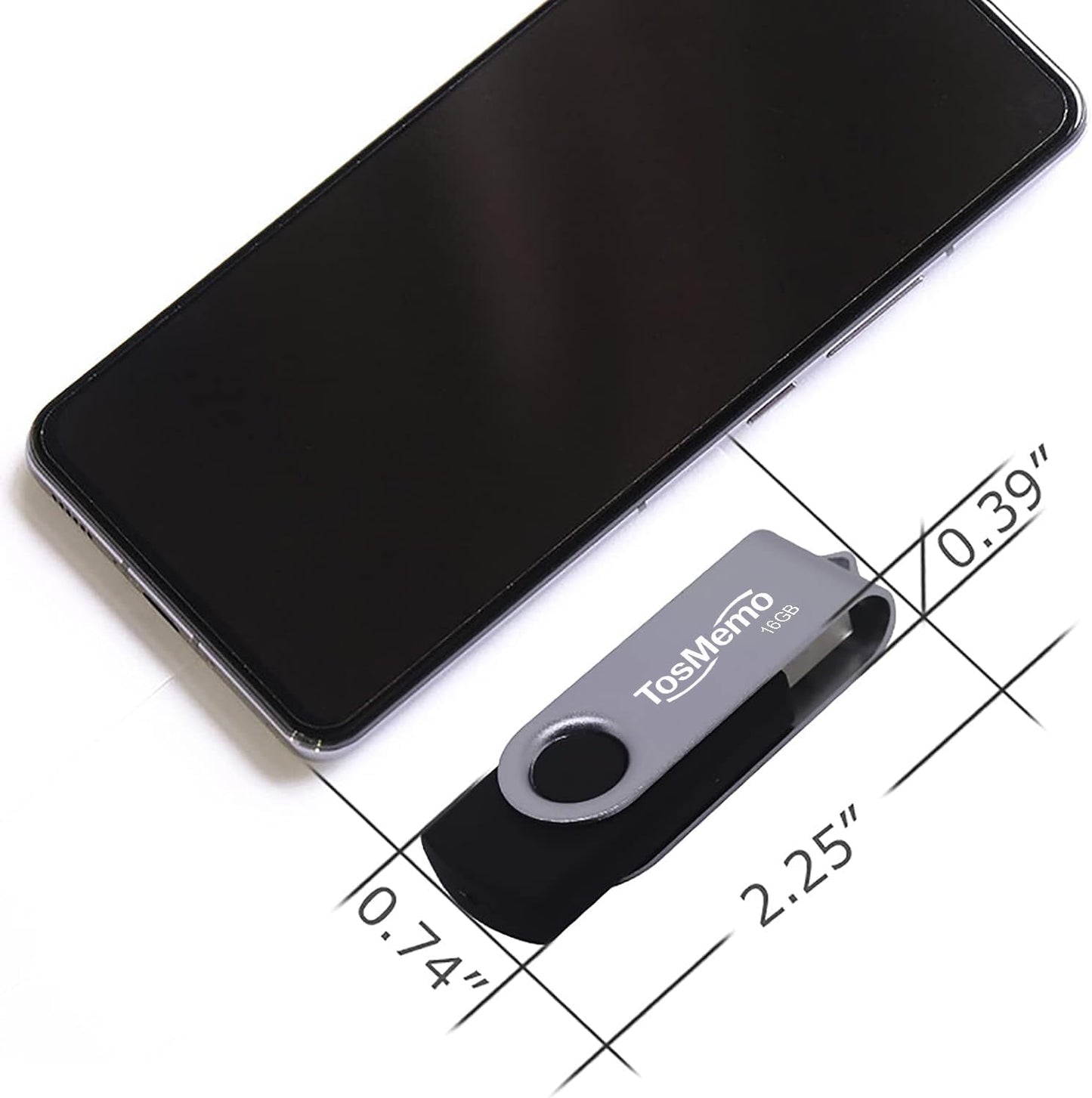 TosMemo 16GB 2.0 Storage(2 Pack,Black USB Flash Drive Thumb Drive USB Flash Drive Swivel Jump Drive Pen Drive Memory