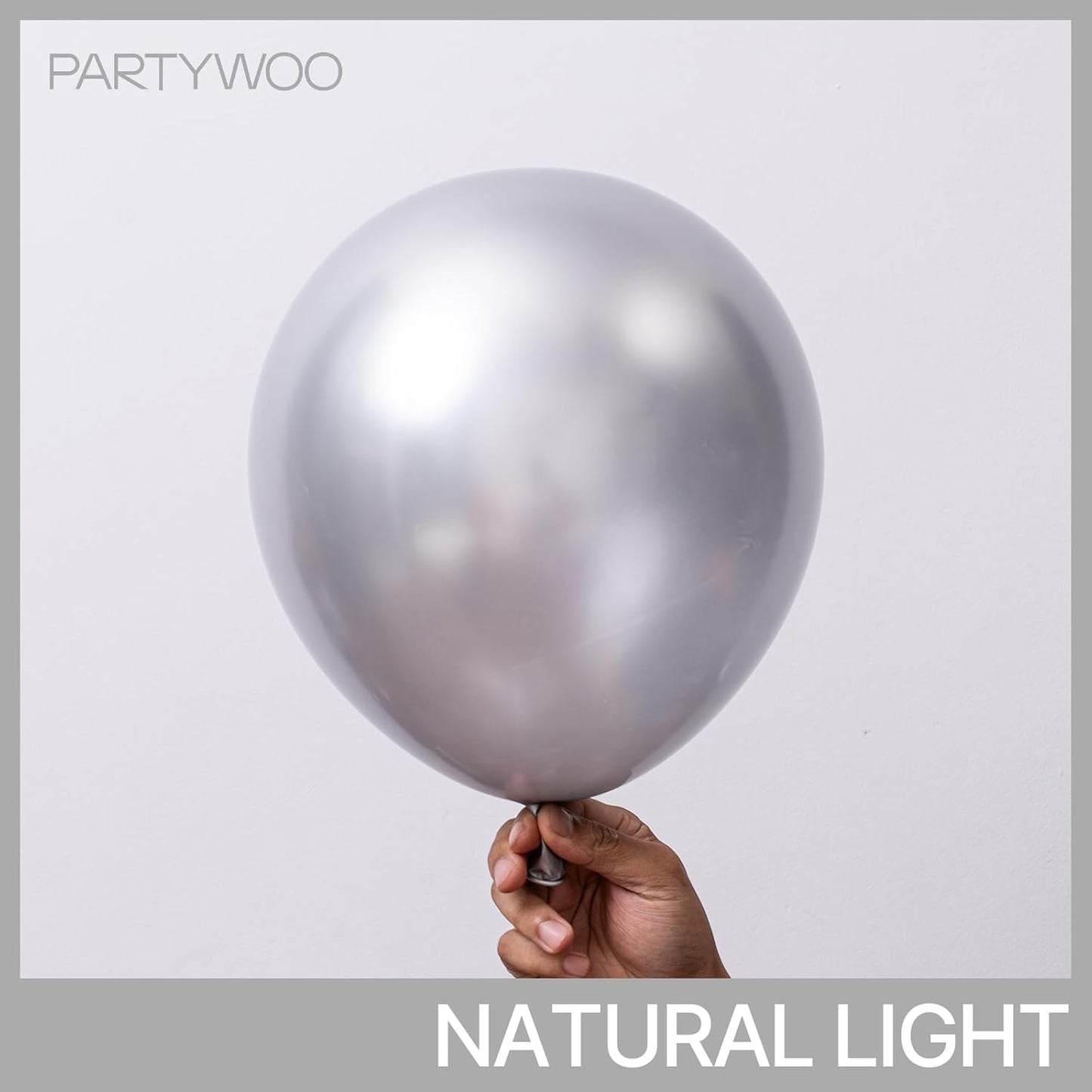 PartyWoo Silver Balloon Arch Kit - 155 Pcs in Various Sizes for Birthday, Graduation, Wedding Decor