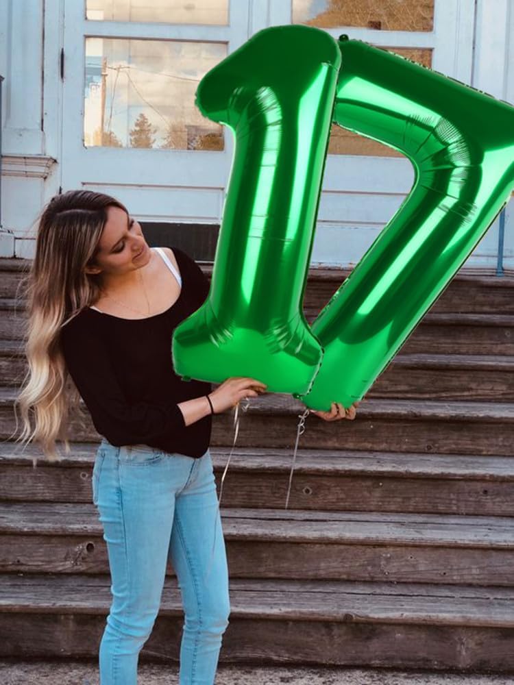 Number 7 Balloon - 40 Inch Dark Green Birthday Decoration for 7th, 17th, 27th, and 70th Celebrations