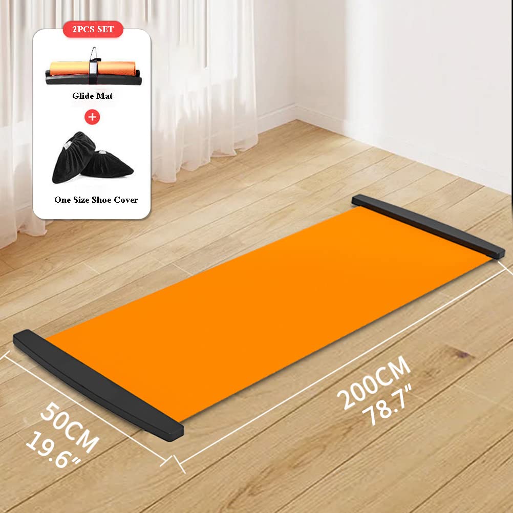 shenruifa Slide Board with Shoe Cover Slimming Exercise Guide Slide Mat for Leg Pot Training Fitness Athletic Training (200 * 50cm)