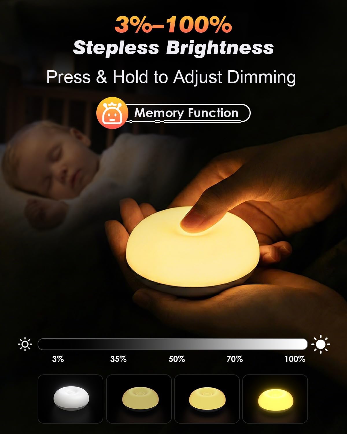Skiennix Baby Night Light - Soft BPA-Free Egg Design with Dimming & Rechargeable Features | 3 Colors