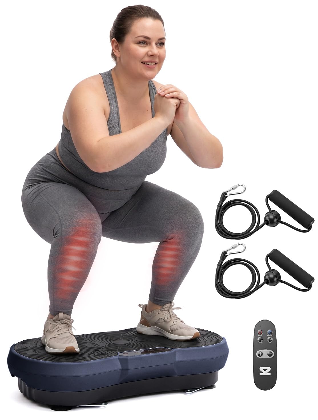 SQUATZ Vibration Plate Exercise Machine | Low-Impact Full Body Vibrator Plate with 99 Speed Levels & 9 Preset Programs | Resistance Bands & Remote Included | 265 lb Capacity | For Home & Office | Blue