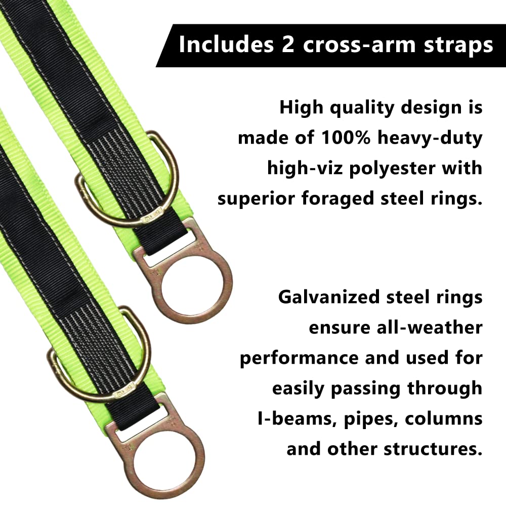 AFP Horizontal Lifeline System|Temporary 4 Man 100’ Fall Protection Rope w/Two Cross Arm Straps, Energy Absorber, Carabiners, Rope Tensioner, Pin & Carrying Bag|OSHA/ANSI Rated PPE|Free Tool Lanyard