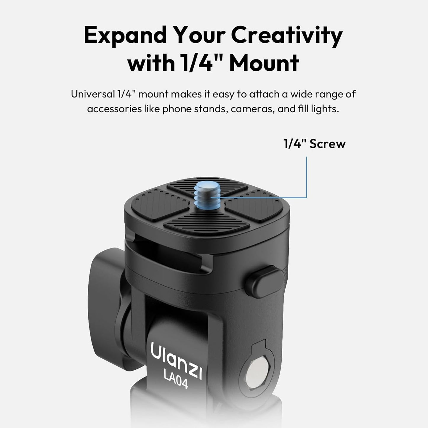 LA04 1/4 180 6.6lb/3kg ULANZI Light Stand Mount Adapter with Screw, Quick Release Mounting Plate for Camera Monitor