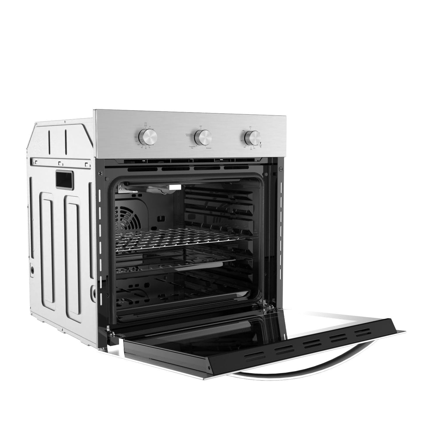 Empava 24 Inch Single Gas Wall Oven for NG - Convection Built-in Oven with 360° Rotisserie, 2.3 Cu. Ft. Capacity, 18-Gauge Stainless Steel, and Mechanical Timer