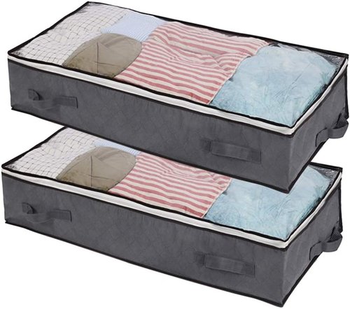 JERIA Underbed Storage Bags - 2 Pack Large Organizers with 4 Handles & Clear Window | 40" L X 20" W X 7" H