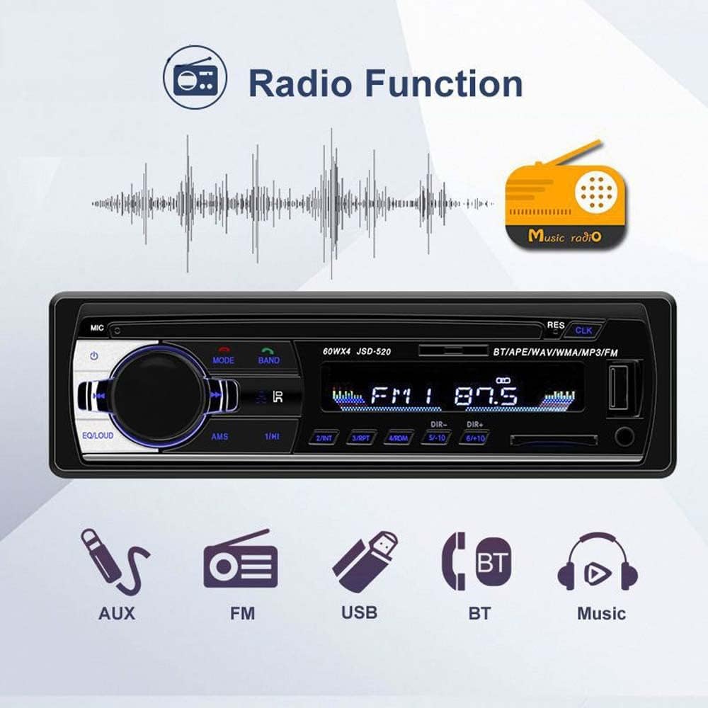 wepeculior MP3 Multimedia Car Stereo Single Din Bluetooth Audio Hands-Free Built-in Microphone Player No CD/DVD Player