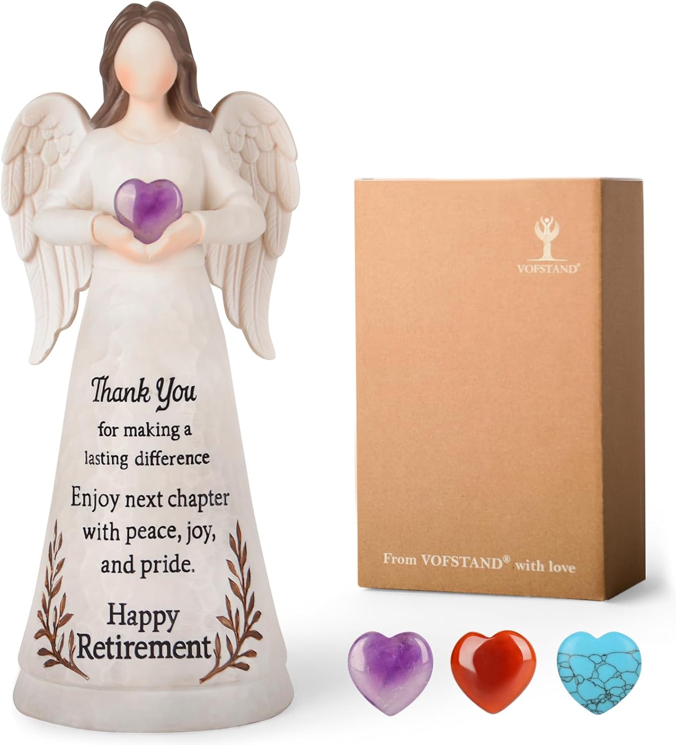 Retirement Gift for Women 2026 - 8.2" Angel Figurine with Crystal Heart | Perfect for Teachers, Nurses & Moms