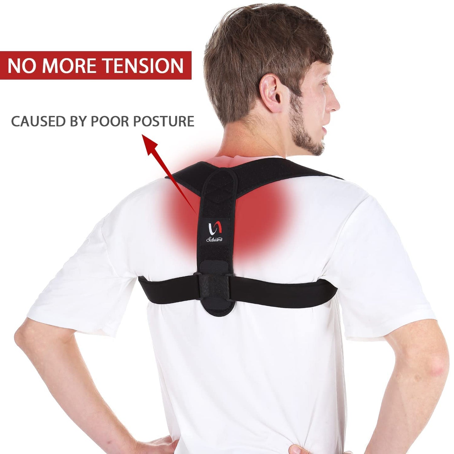 Schiara Posture Corrector for both Men and Women, Comfortable Upper and Back Brace, Adjustable Back Straightener Support for Back, Shoulder and Neck