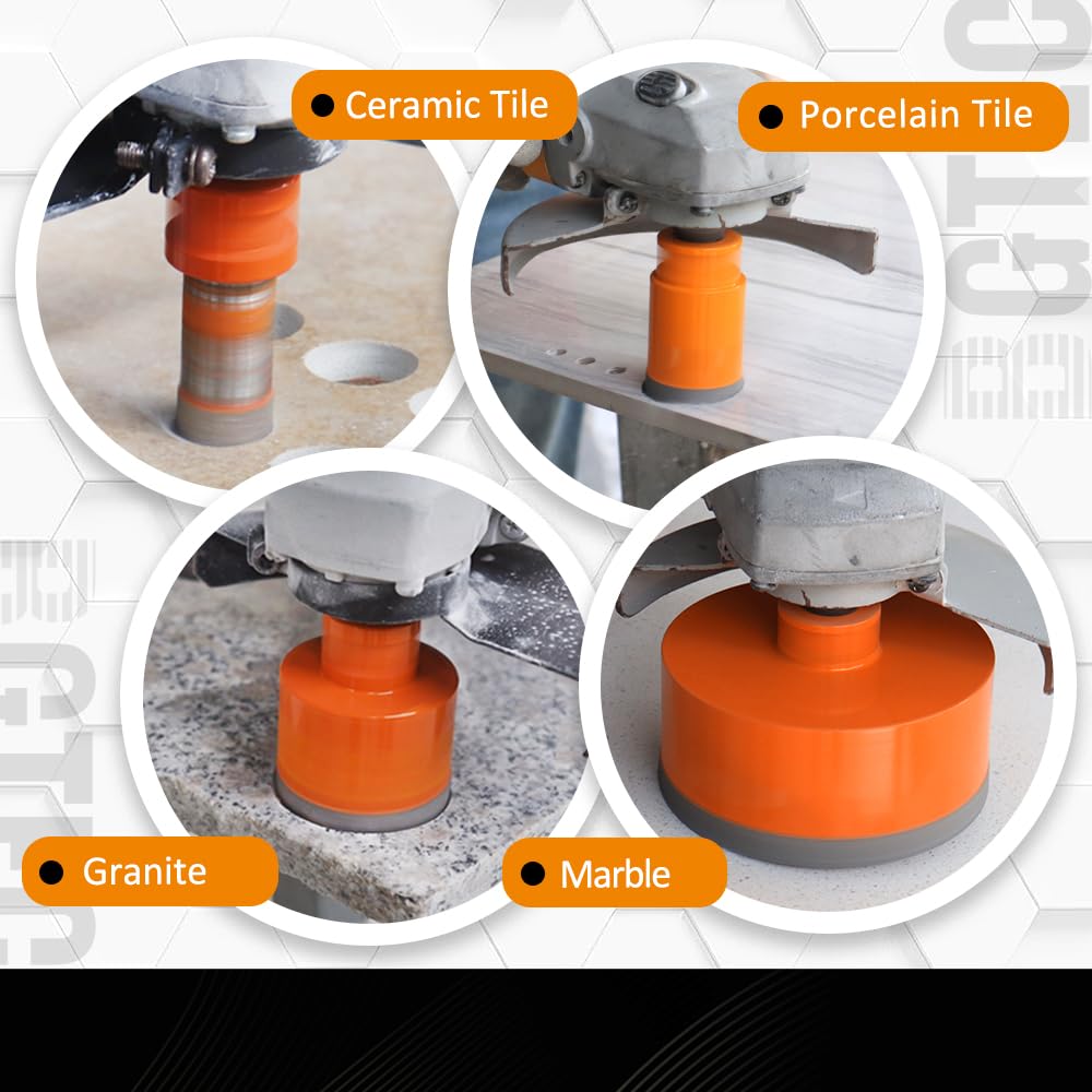 BGTEC Diamond Hole Saw Kit - 8PCS 25/35/50/75/100mm Core Bit + 20mm Finger Bit + 50mm Chamfer Bit + SDS Adapter for Porcelain Tile, Ceramic, Marble, Granite