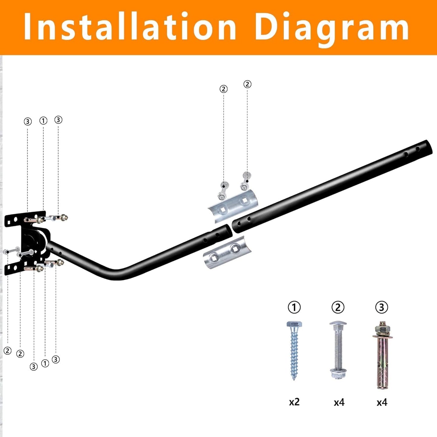 LFUTARI 32.8" Universal TV Antenna MountAdjustable Antenna Mounting PoleWeatherproof Mast PoleSteel J-Mount