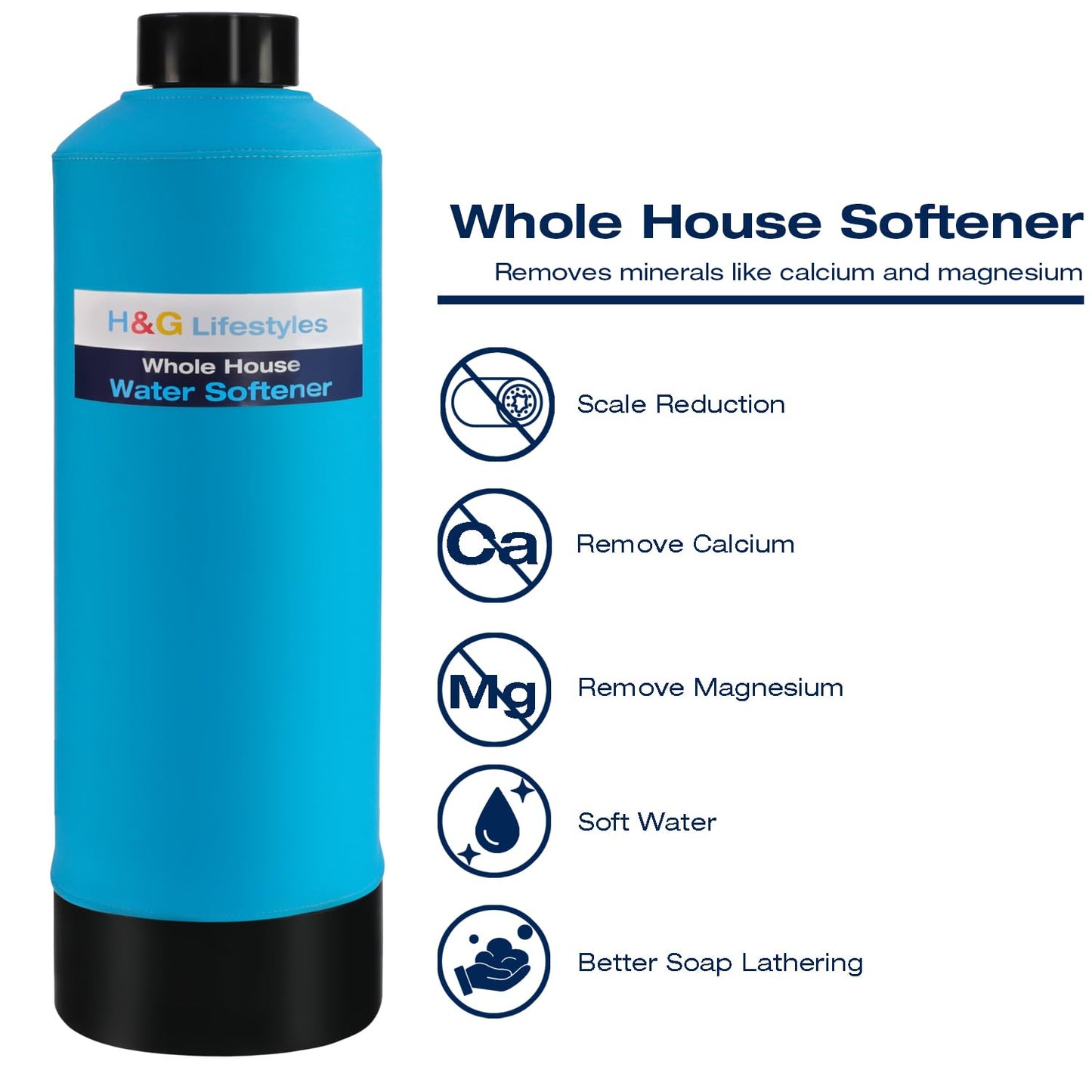 H&G Lifestyles Whole House Water Softener 32,000 Grains, NSF certified Whole Home Water Filtration System for Well & City Water, Remove Calcium Magnesium, Food Grade Resin, Silver-Enhanced, 700,000 Gl