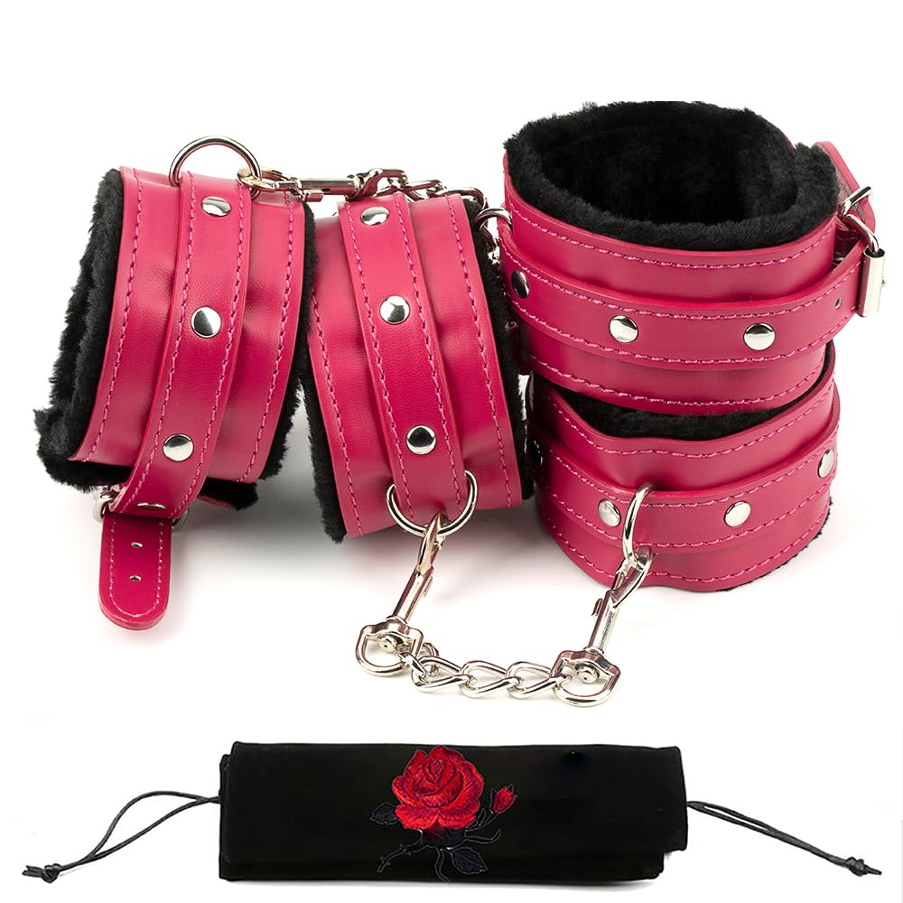 PUQQI Ankle Straps Wrist Cuffs Leather Padded Fitness Sports Training and Home Gym Workouts - Adjustable Straps for Comfortable Fit and Support