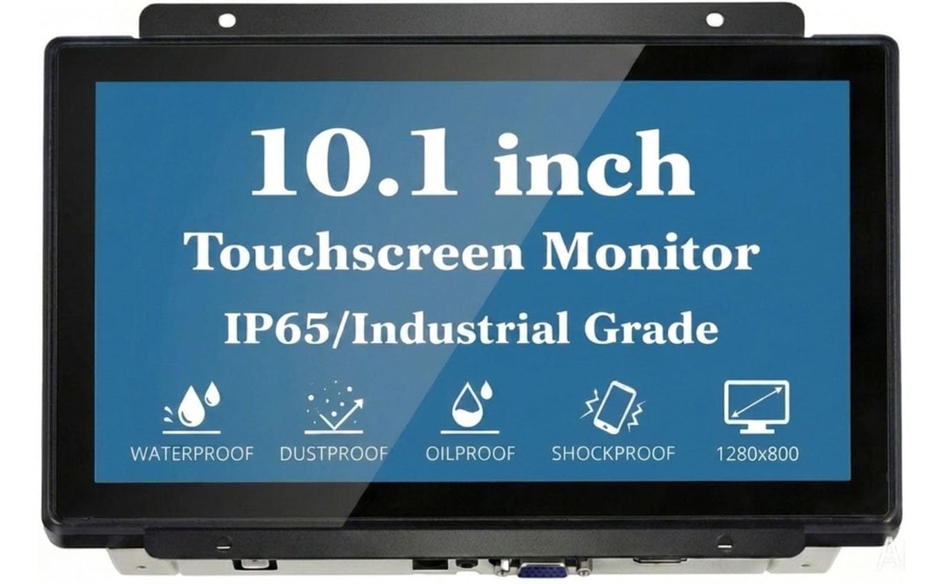 RIUIIN 10.1 Inch Industrial Open Frame Touch Monitor, 10-Point Multi-Touch Industrial Display,1280x800 Resolution Waterproof,VESA+Panel Mount, for Kiosk, Automation, POS,Vending.