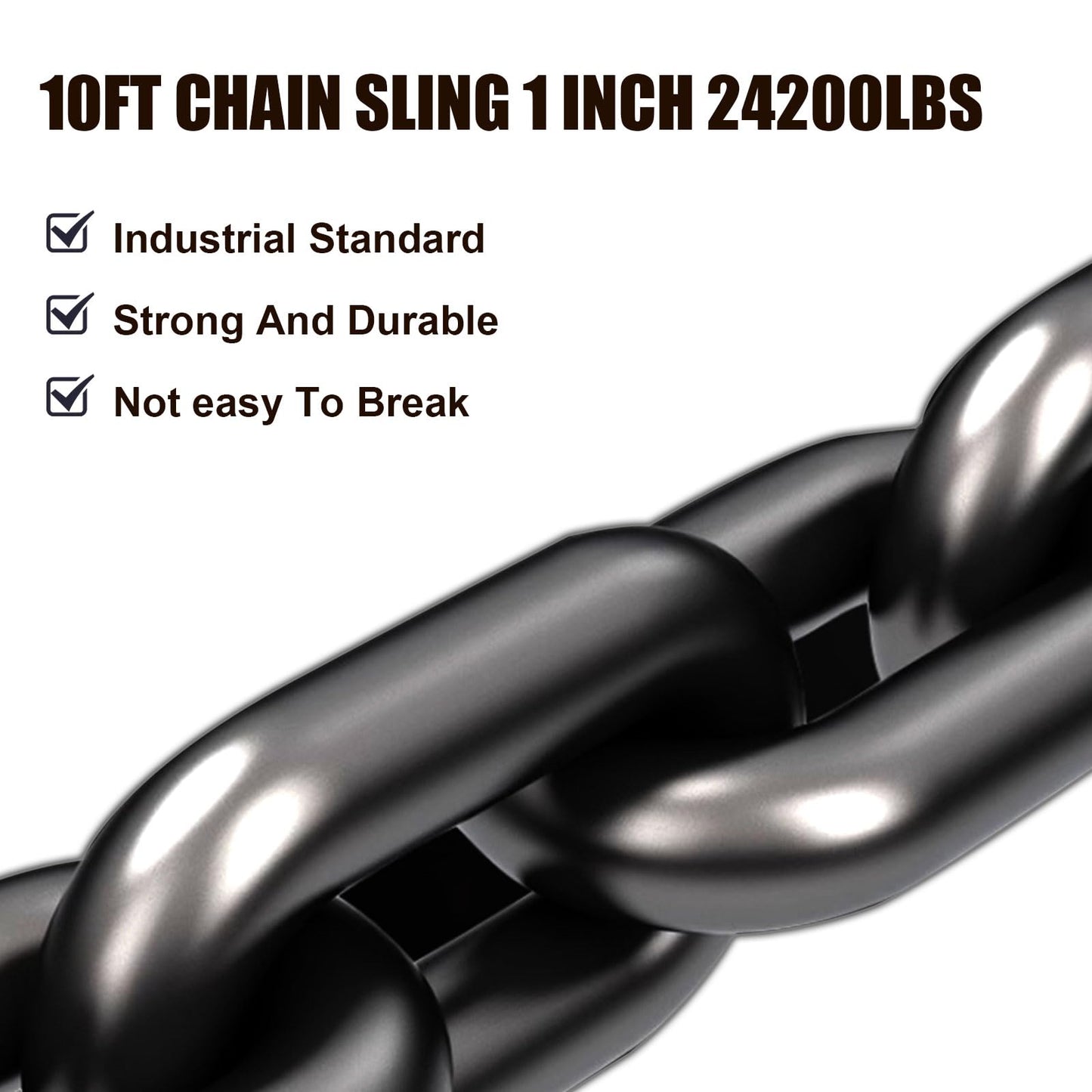 SALUINOKI 4 Leg Chain Sling for Lifting with Hooks Heavy Duty 11 Ton 1 inch x 10 FT 24,200 lbs 4 Point Lift Chains Rigging