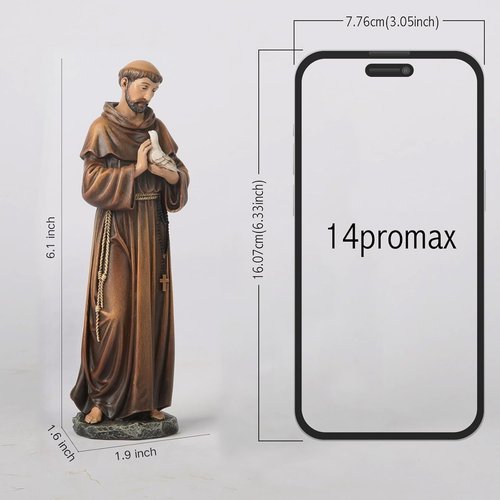 Buildclassic Saint Francis Statue - 6" Inspirational Garden Figure | Patron Saint of Nature, Devotional Décor
