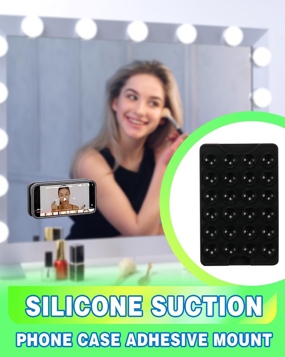 BIAJIYA Suction Phone Card Holder Mount, Silicone Octo Cup Buddy Phone Wallet for iPhone, Videos and Selfies