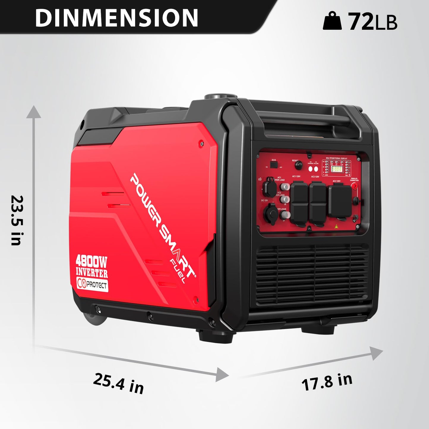 PowerSmart 4800W Portable Inverter Generator, Gas Powered Quiet Inverter Generator with CO Alarm & RV Ready 30A Outlet, 223cc Engine Eco-Mode Generator for Home Backup, Camping and Tailgating