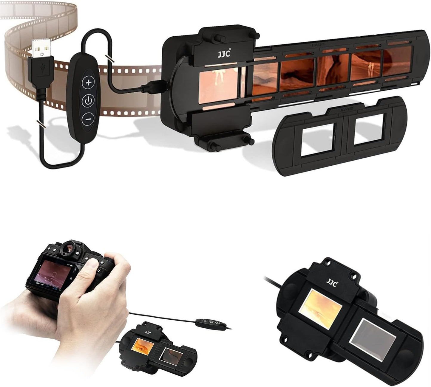 JJC 35mm Set 35mm 10 Film Digitizing LED Light for Negatives Copying with Film Strips & Slides Holder, Levels