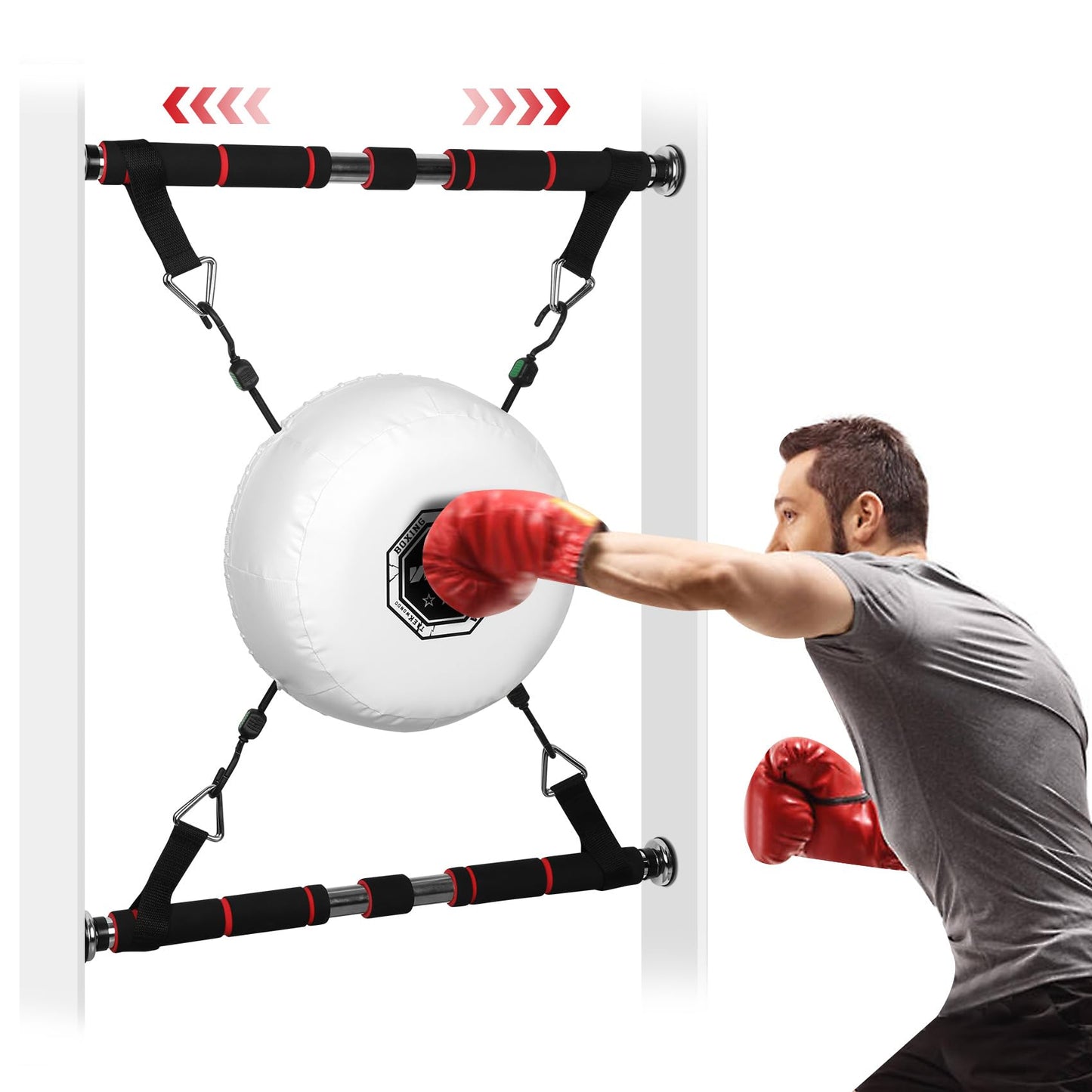 Woudy Doorway Punching Bag, Doorway Punching Pad Kit Includes 13" Boxing Ring Target, Adjustable Door Single Bar, Doorway Boxing Bag are Apartment Friendly Fitness Kits that Fit 23-40″ Doors