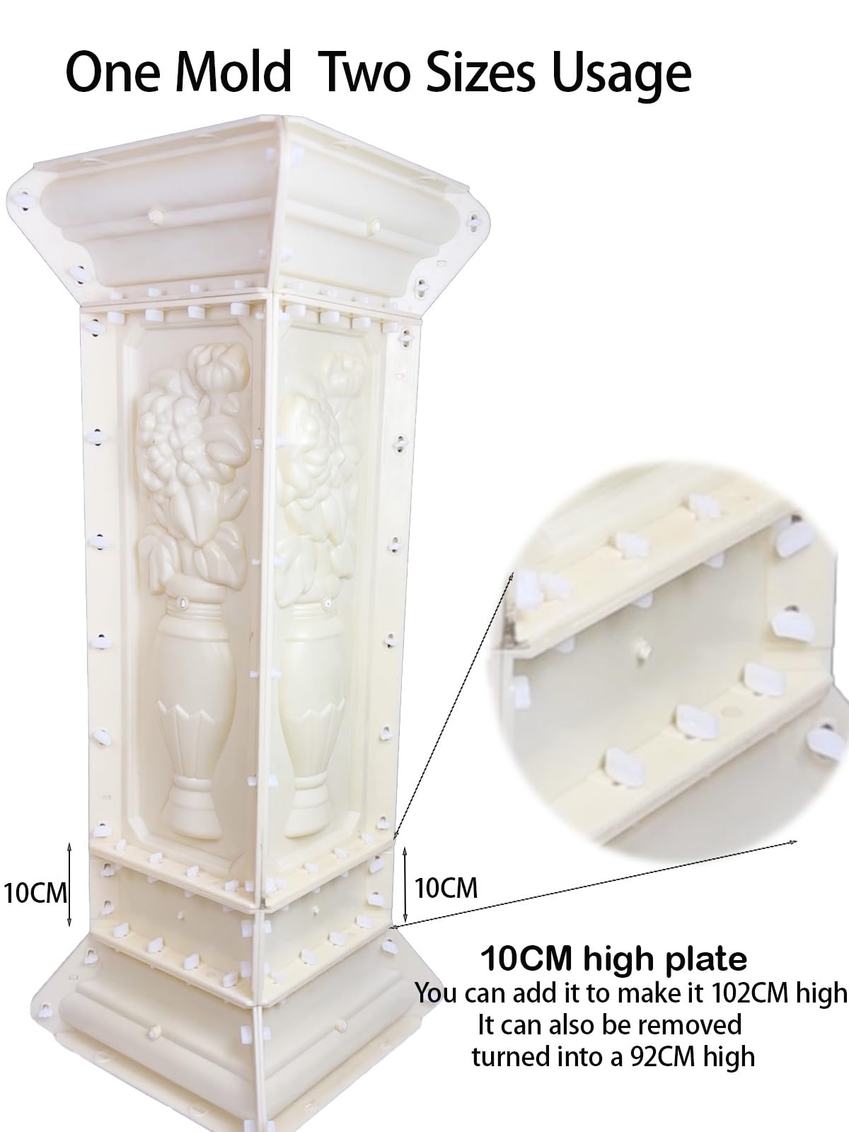 EAIVENY Concrete Balcony Divider Mold, Heavy-Duty ABS Balcony Construction, Reinforced Formwork Mould (102 CM)