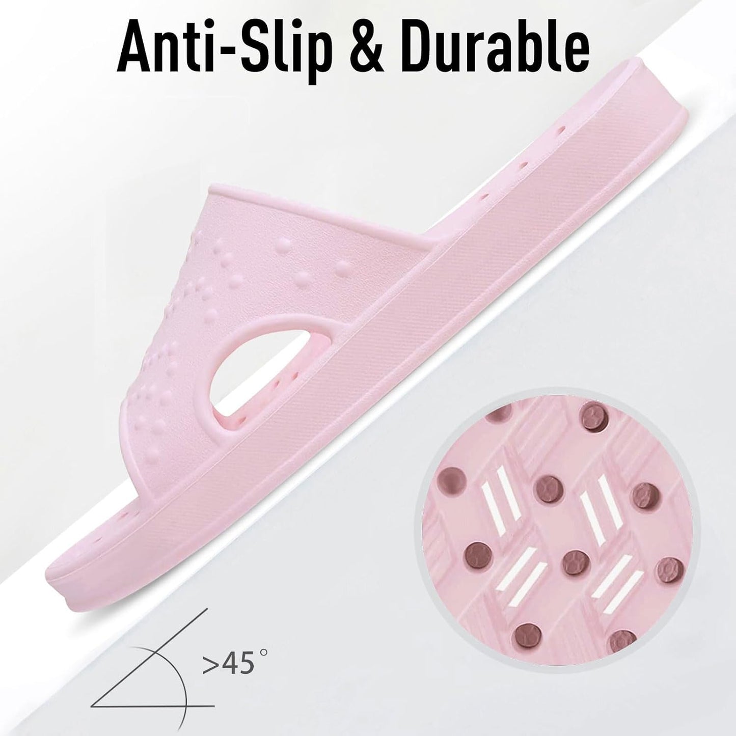 Shevalues Shower Shoes - Arch Support Quick-Drying Pool Slides | Lightweight Beach Sandals with Drain Holes