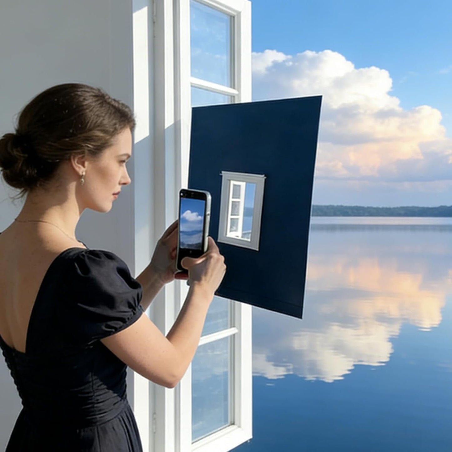 VVDAMAIA 7.9 5.9inFresh (Blue-C-1pc) Creatives Window View Photography Props - Portable Window Frame Photo Prop