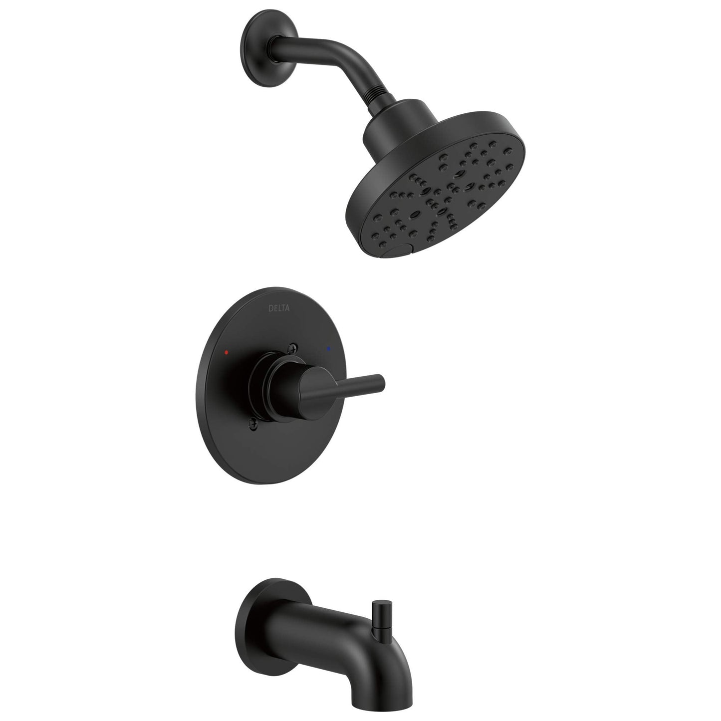 Delta Nicoli 14 Series H2Okinetic Bathtub and Shower Faucet Set, Matte Black Shower Head and Handle Set, Valve Trim Kit, Matte Black 144749-BL (Valve Included)