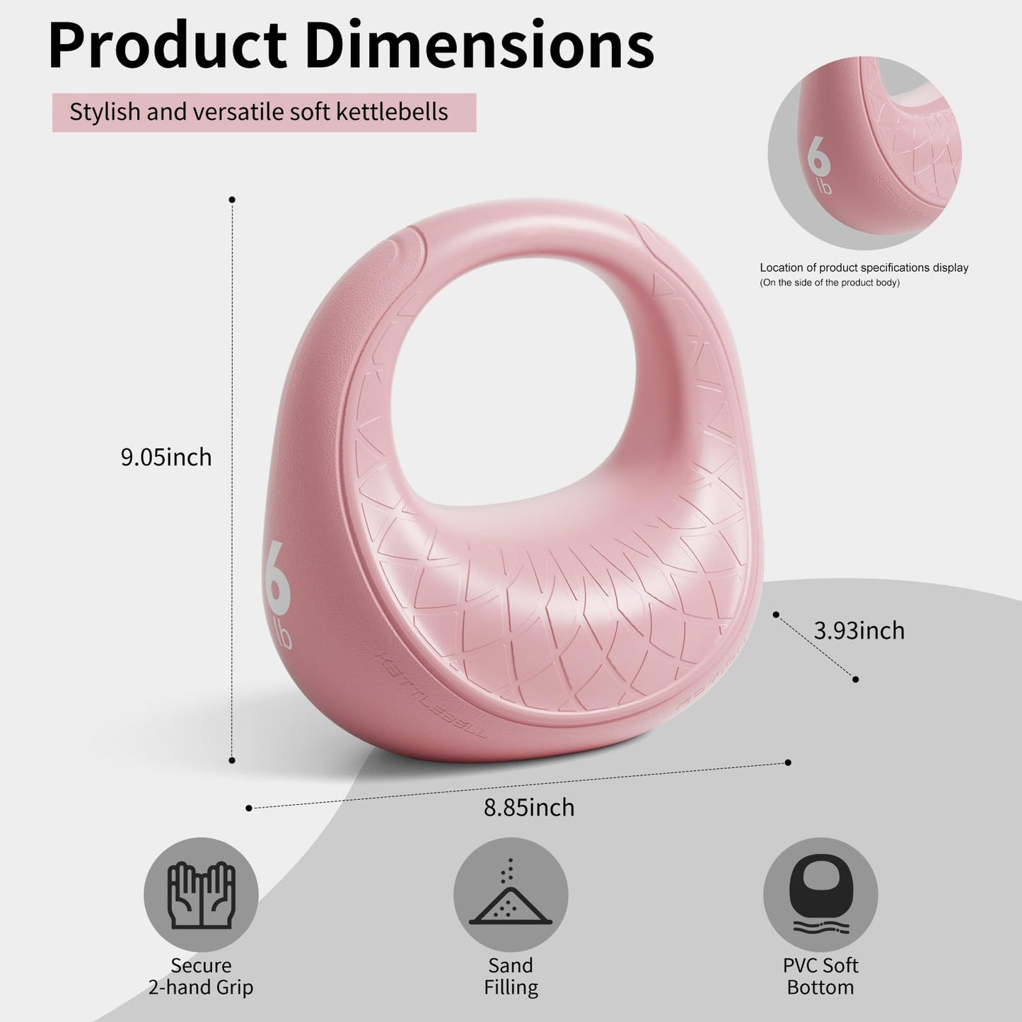 KYVYZOIC Soft Kettlebell, Kettlebells Anti-Slip Grip with Cushioned Impact-Resistant Base, Strength Training Kettlebells Sets for Home Workouts, Kettlebell for Women/Men/Beginners - Pink