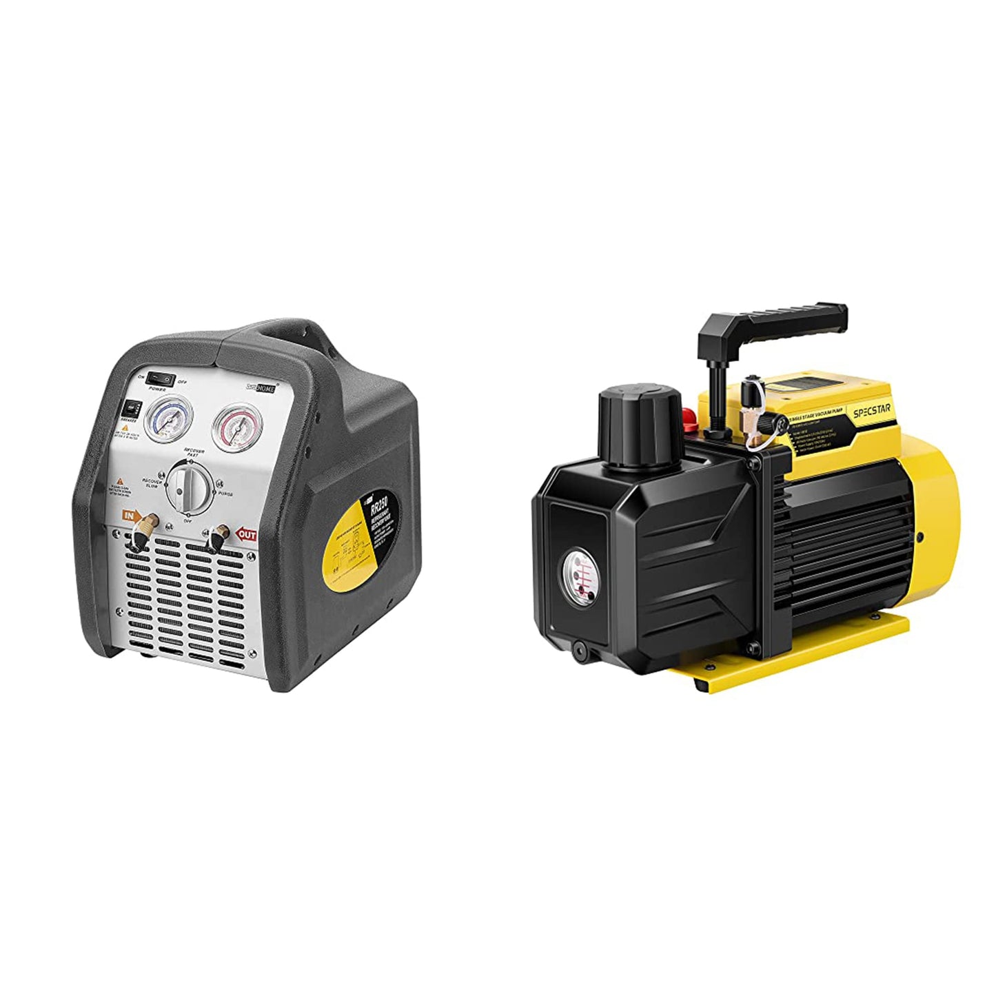 VIVOHOME 110-120V AC 60Hz 3/4HP Single Cylinder Portable Refrigerant Recovery Machine and 110V 1/4 HP 3.5 CFM Single Stage Rotary Vane HVAC Air Vacuum Pump