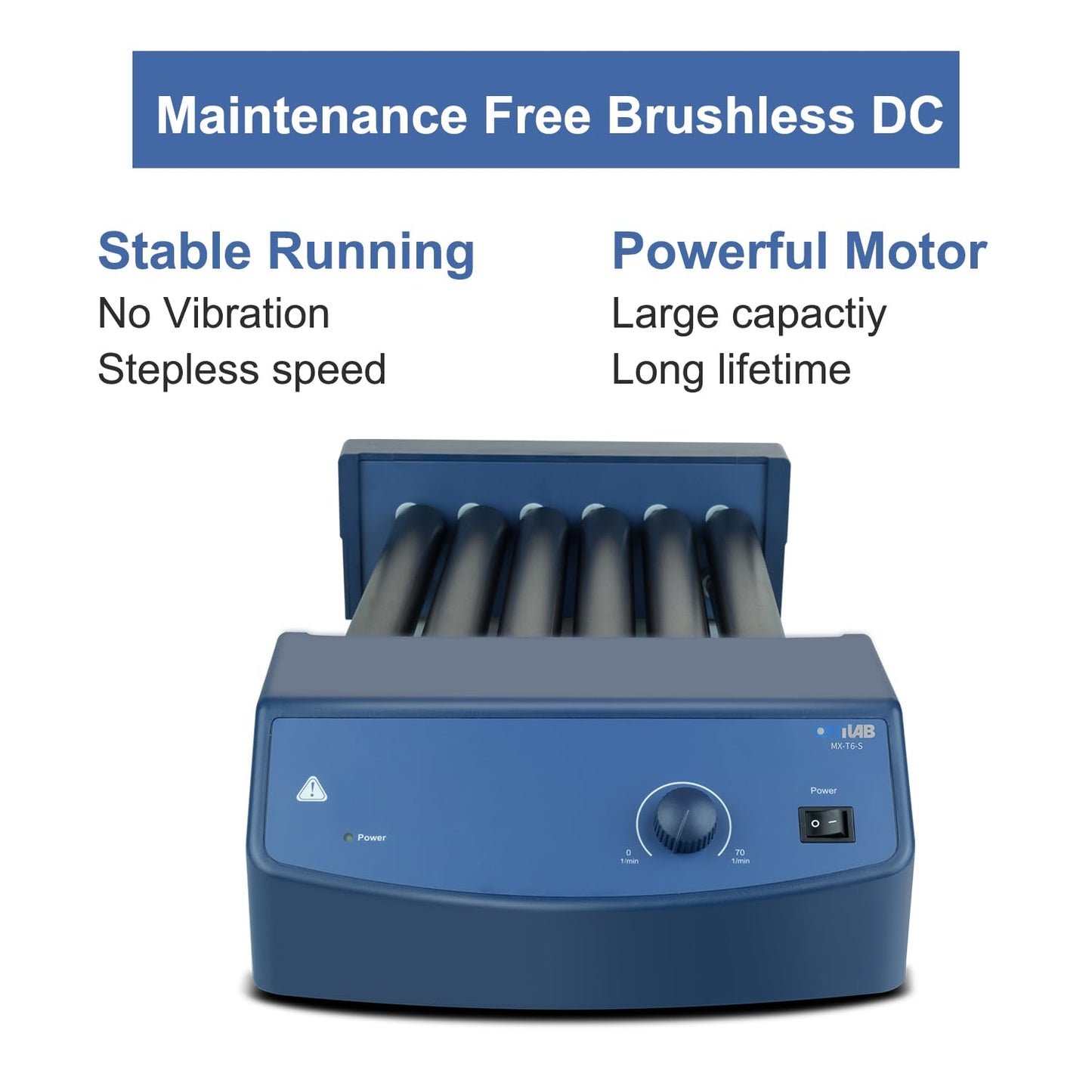 ONiLAB Tube Roller Mixer Adjustable Speed 0-70RPM with Continuous Mode, Use with 1.5 ml, 15ml & 50ml Centrifuge and Test Tubes