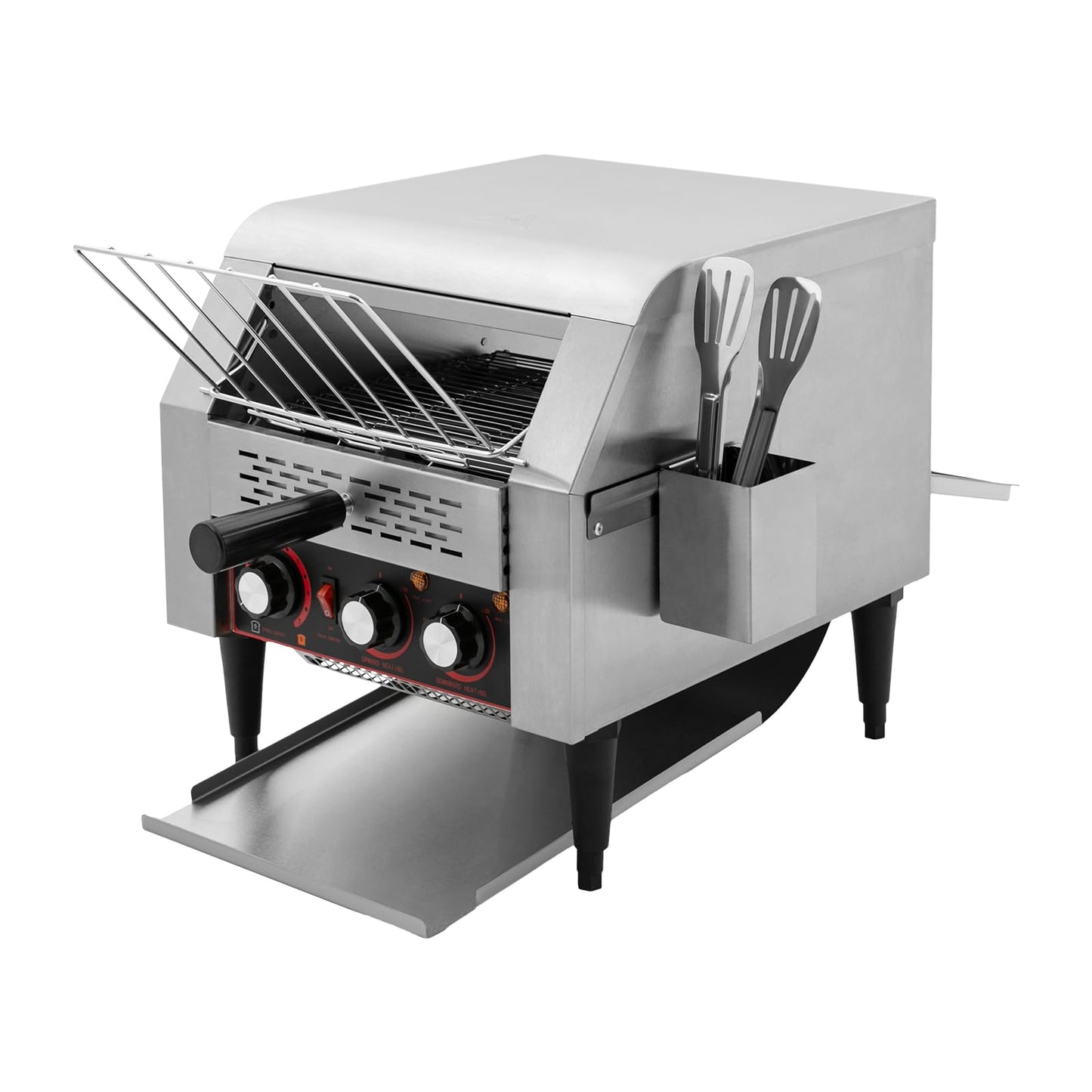 Commercial Conveyor Toaster, 350Slices/Hour 1900W Stainless Steel Heavy Duty Industrial Toasters w/Three-ring Heating Tubes,Countertop Electric Restaurant Equipment for Bun Bagel Bread Baked Food