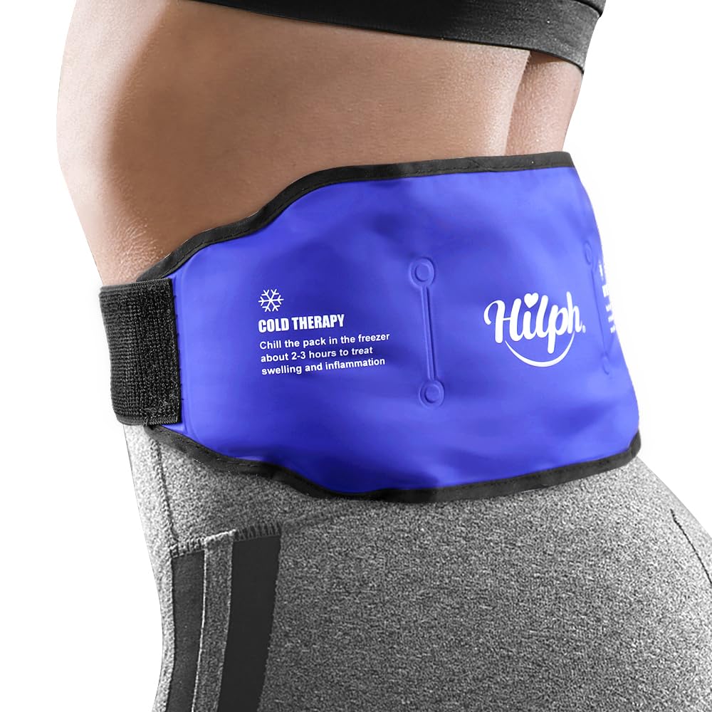 Hilph Low Back Ice Pack Wrap for Pain Relief, Reusable Ice Pack Belt Hot Cold Therapy for Low Back Pain, Lumbar Surgery, Sciatic Nerve, Coccyx, Tailbone Pain (Blue)