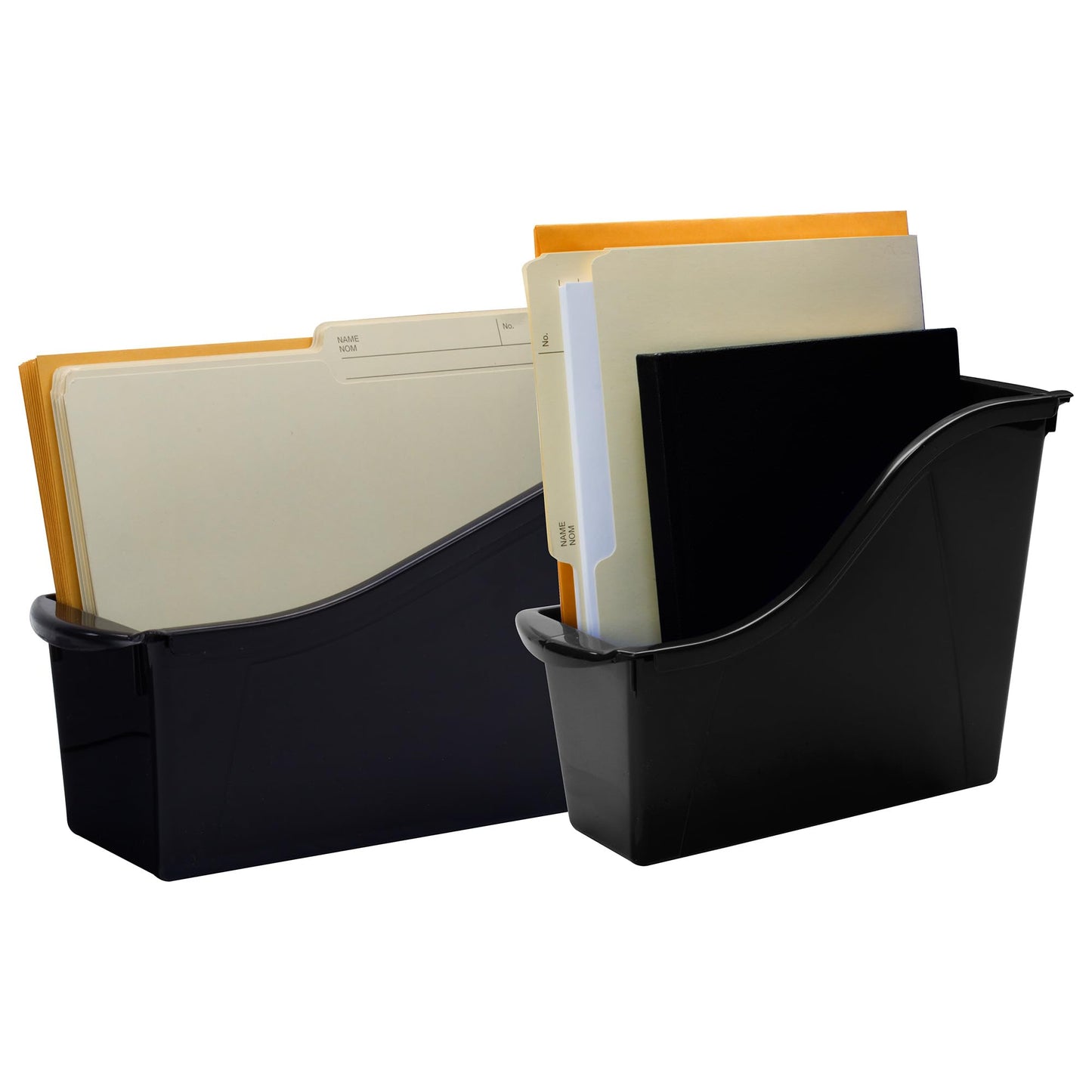 Storex Large Book Bin - Interlocking Plastic Organizer for Home, Office, and Work Space - Black, 6-Pack (70109C06C)