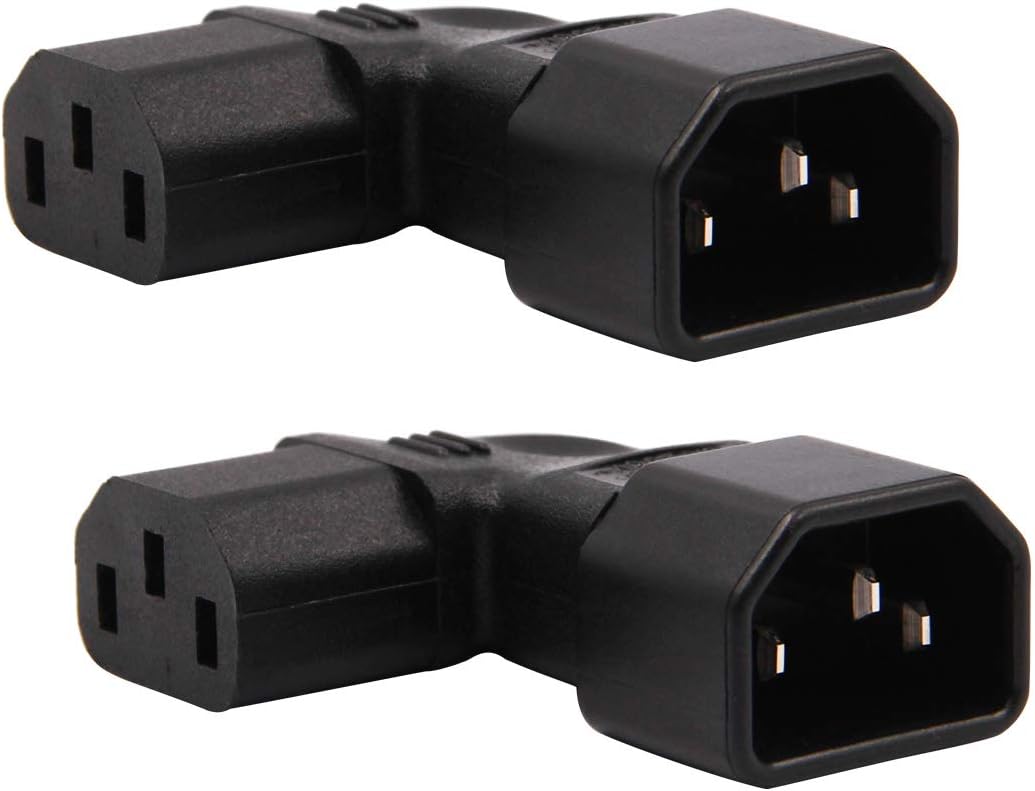 WYMECT 2-Pack C14 C13 Left Angle IEC to Power Adapter PDU Plug for LCD Wall Mount TV