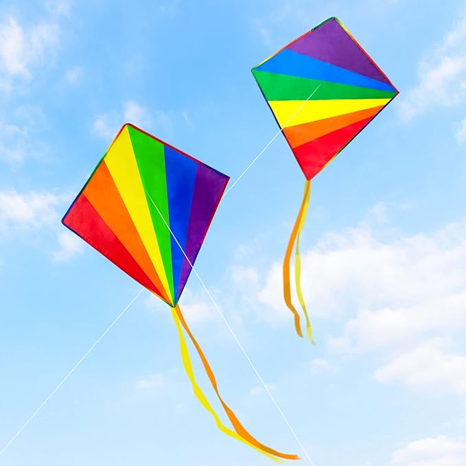 Kite for Kids Adults Easy to Fly, Rainbow Kites for Toddlers Age 3-5 Beginners, Kites for Kids Ages 4-8 8-12 Easy to Fly in Low Wind- Kite for Family Beach Outdoor Games and Activities