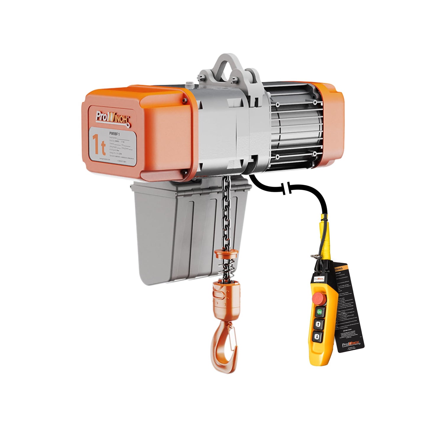 Prowinch 1 Ton 2200 lbs Electric Chain Hoist 3-Phase 208-240V, 1 Speed 60HZ & 16ft Lifting Height with G100 Nickel Chain, Heavy-Duty H4/M5 for Shop, Warehouse, Factory & Industrial Lifting