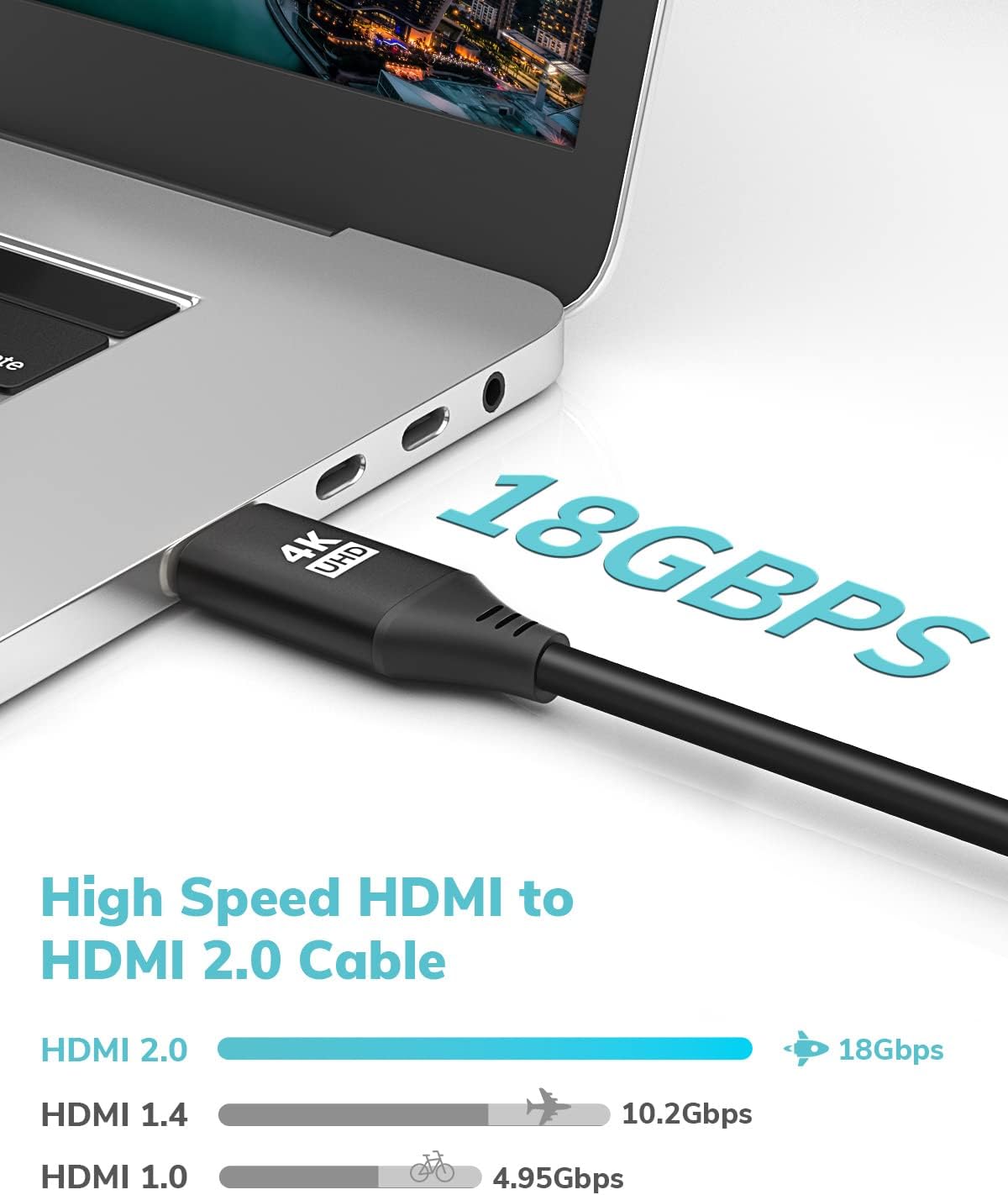 4K 50Feet, CL3 2.0 (HDR10 8/10bit 18Gbps HDCP2.2 HDMI Cable in-Wall Rated HDMI Cable Support ARC) High Speed HD