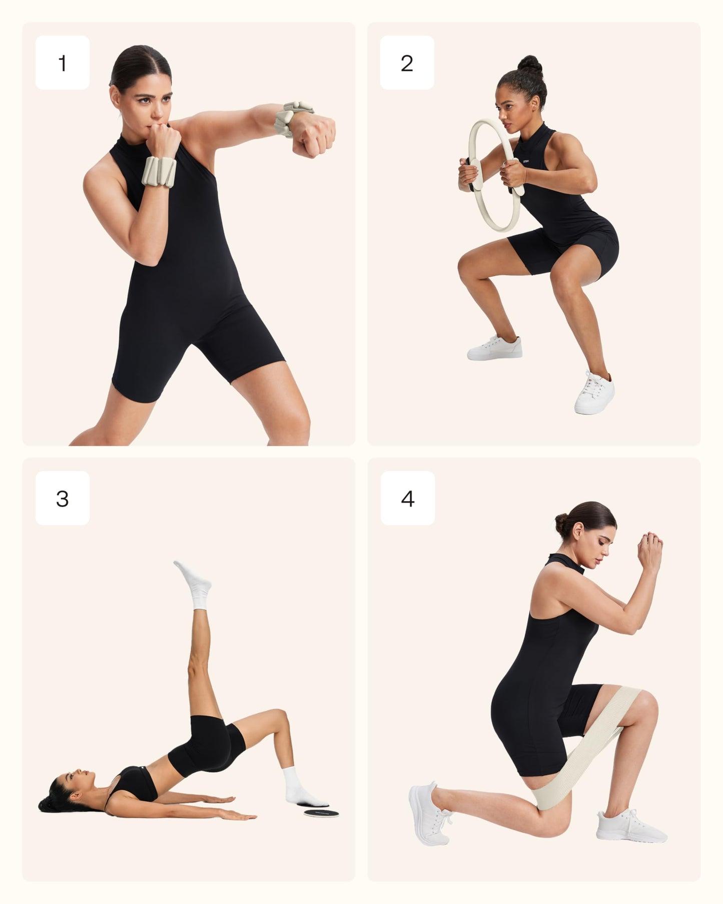 BetterMe Pilates Studio Kit – Pilates Ring, Pilates Ball, Resistance Bands & Sliders – Complete Pilates Equipment Set for Women – Home & Studio Pilates Workout Kit (Ivory)
