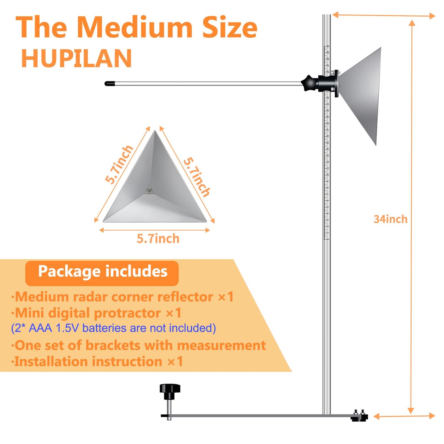 Outer Edge 5.7in Radar Aiming Corner Reflector Target ADAS Calibration Tool Include Stand and Mini Digital Protractor- Compatible with Honda Toyota Mazda Kia Ford GM Hyundai Regular Size Vehicle Car