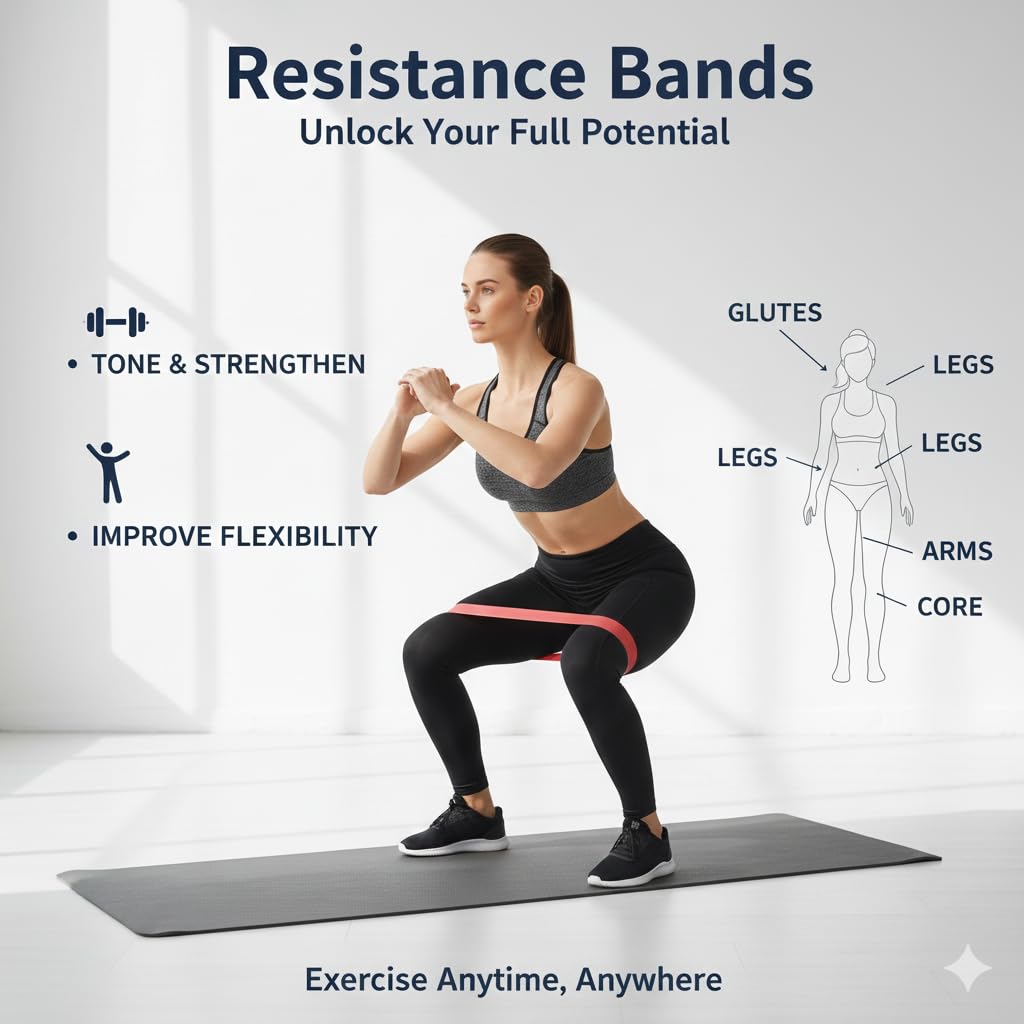 Resistance Bands Set for Workout – 5 Pack Durable Loop Exercise Bands for Strength Training, Physical Therapy, Yoga, Pilates – Non-Slip Home Gym Fitness Bands for Men & Women Bag - Carry Bag Included