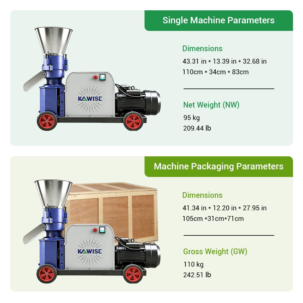 160 Feed Pellet Machine 5.5 kW 110V 60Hz US Voltage Three Roller Flat Die 4 mm Disc 100 to 200 kg per Hour for Chicken Duck Goose Pig Rabbit Feed