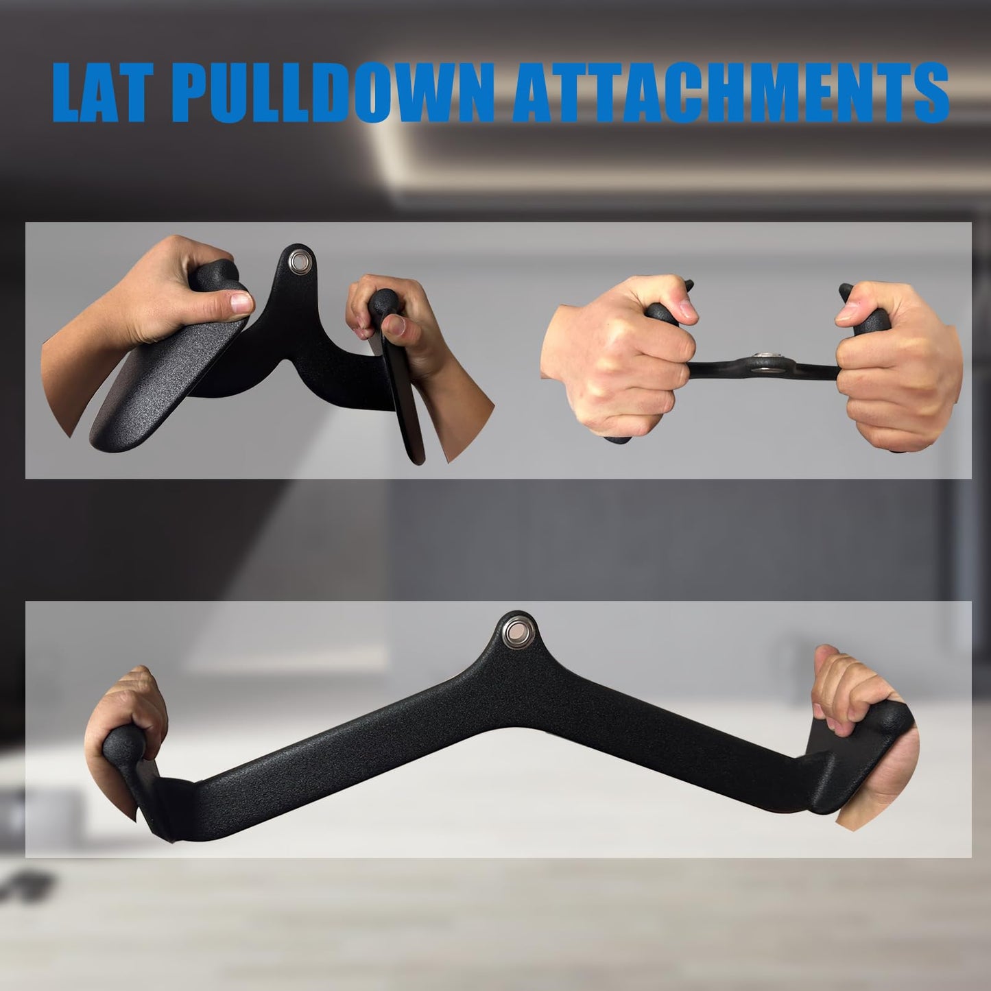 BLUSLM LAT Pulldown Attachments, LAT Bar Cable Machine Attachment,T-bar V-bar, LAT Pull Down Bars, Back Tricep Bar Strength Training Handle for Home Gym Fitness (Style 01)