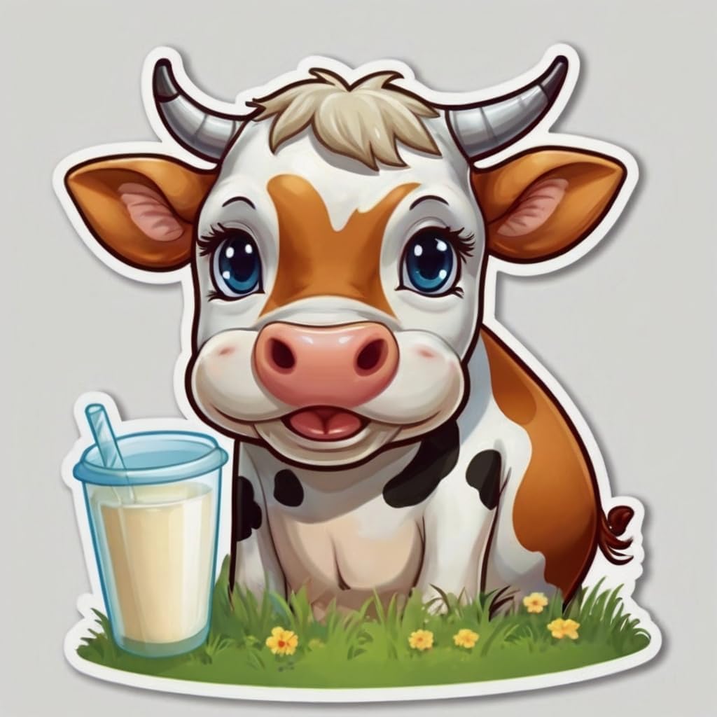 Acatalepsy Sticker 2in, 28) Cute Dairy Cow Stickers for Water Bottle Waterproof Vinyl Kawaii Animal Stickers for Laptop