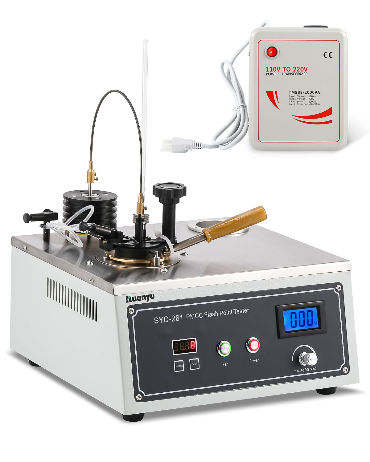 Huanyu SYD-261 Pensky Martens Closed Cup Flash Point Tester 3 Testing Procedures ABC for Determining Flash Point of Petroleum Flash Point Testing of Petroleum (220V with 110V Transformer)