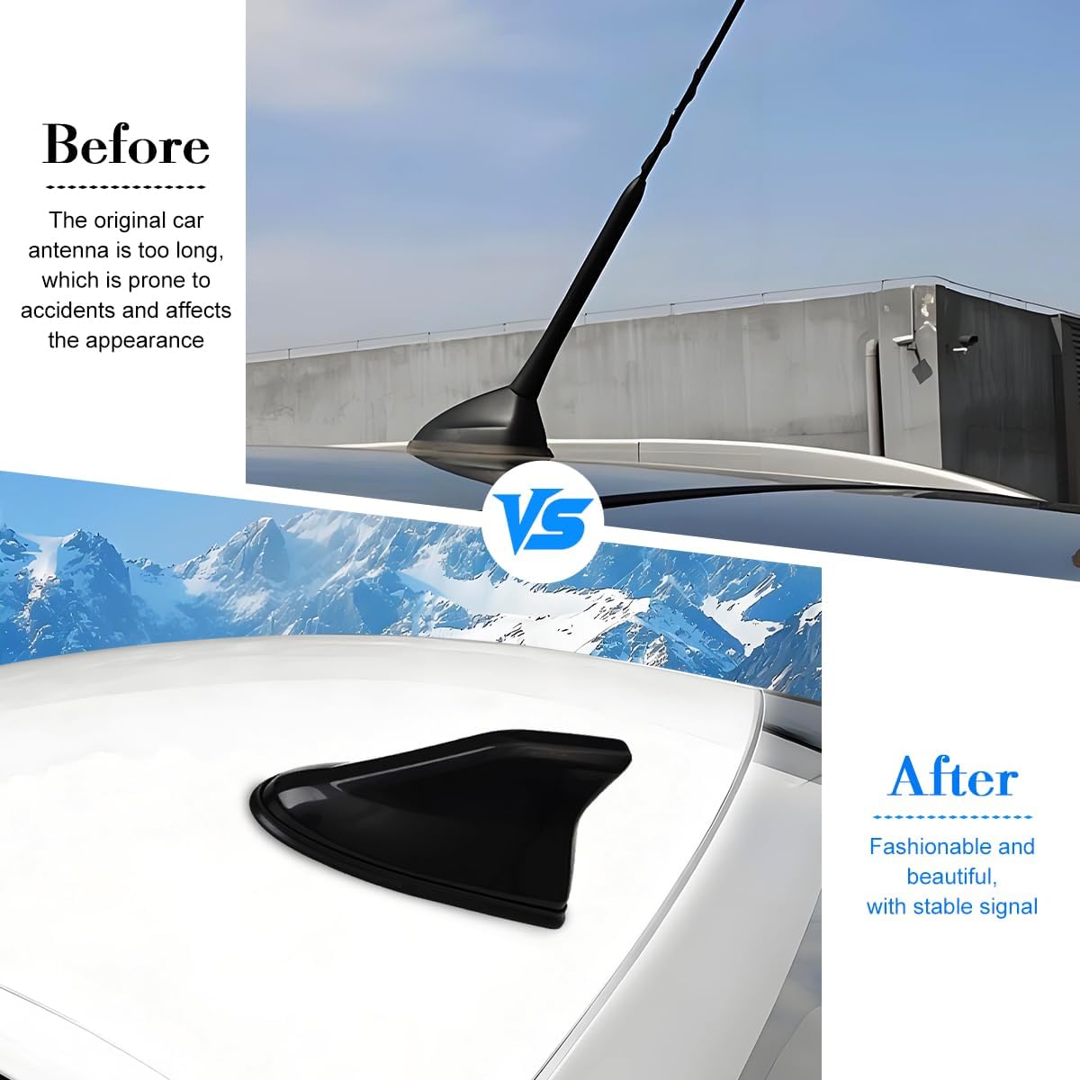 SWPHRT Car Shark Fin Antenna Cover, Vehicle Top Roof Aerials AM FM Radio Signal Base with Adhesive Tape, Automotive