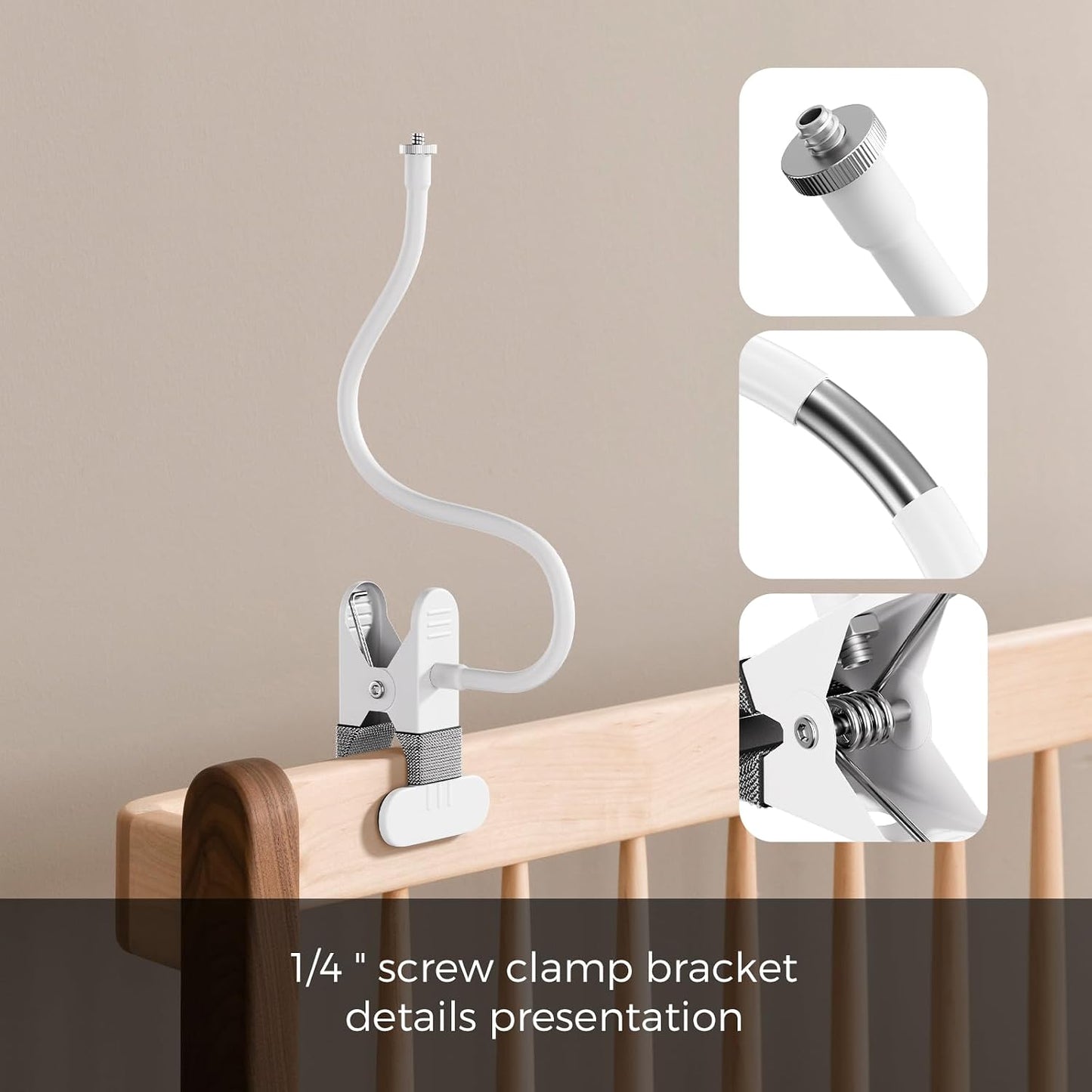 16.9in honecumi Baby Monitor Clip Mount Compatible with Nanit Pro Smart Baby Monitor & Flex Stand, Flexible Gooseneck