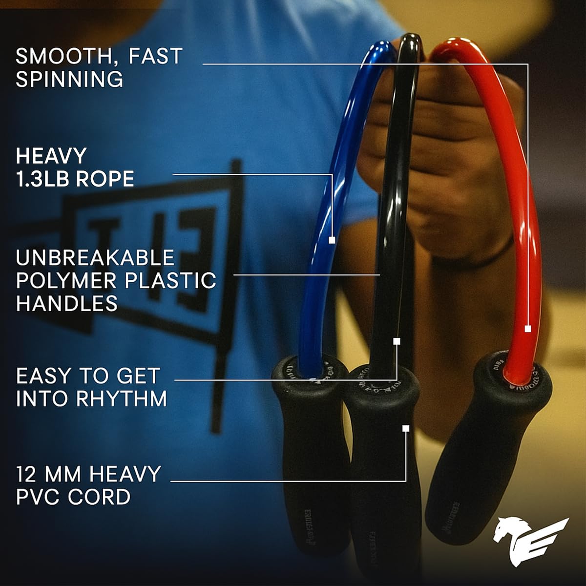 Elite Jumps Muay Thai 2.0 Weighted Jump Rope - Designed for High-Intensity Training, Muay Thai, & MMA Workouts - Heavy 1.3lb PVC Jump Ropes for Fitness